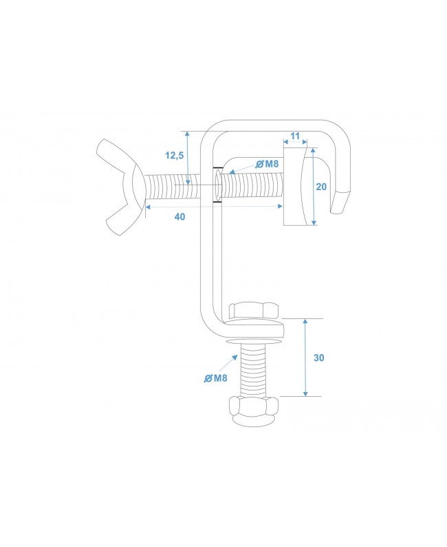 Eurolite TH-25 Morsetto per teatro argento Ganci