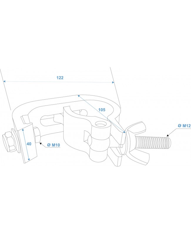 Eurolite TH-200S Theatre Clamp black TÜV Clamps