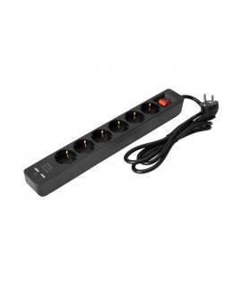 Eurolite Distributore ON-1 6 fogli + 2 USB bk Ciabatte