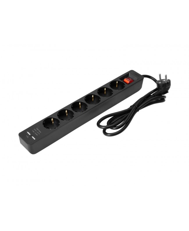 Eurolite Distributore ON-1 6 fogli + 2 USB bk Ciabatte