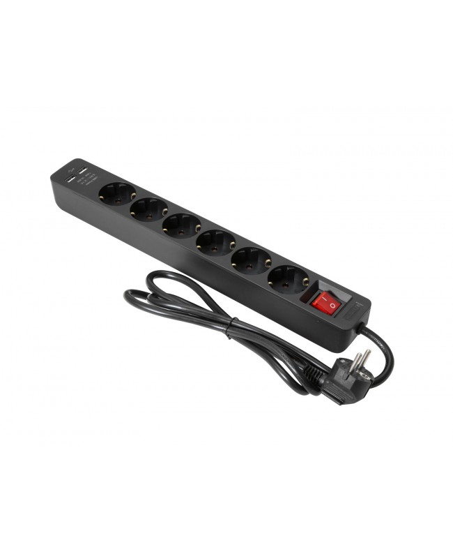 Eurolite Distributore ON-1 6 fogli + 2 USB bk Ciabatte