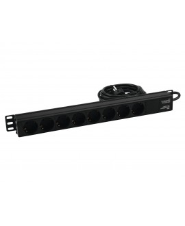 Eurolite Distributor R19-8 1U bk 2.7m 19" Power Strips
