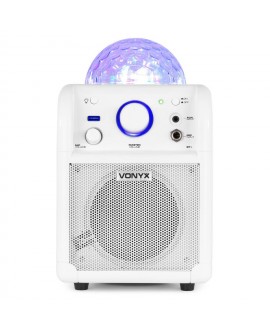 Vonyx SBS50W BT Karaoke Sp Mic LED WHT Altoparlanti Hi-Fi