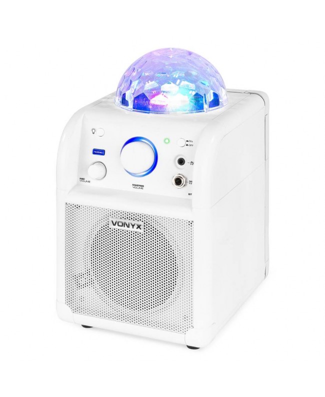 Vonyx SBS50W BT Karaoke Sp Mic LED WHT Hi-Fi Speakers