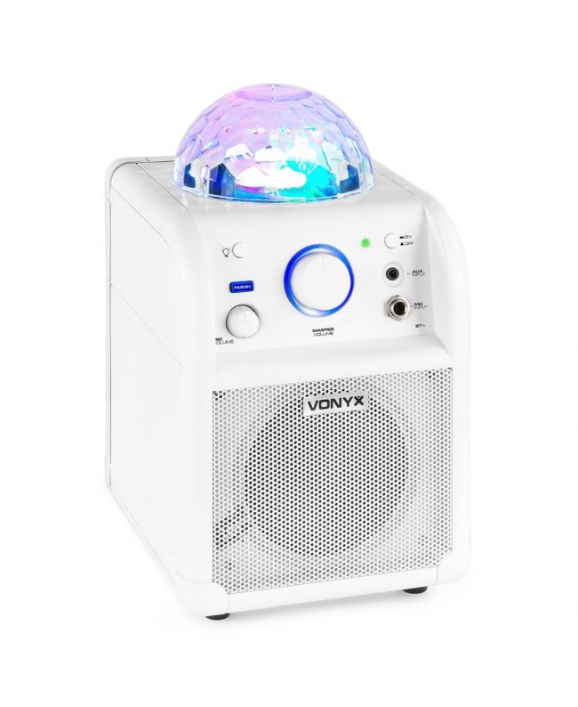 Vonyx SBS50W BT Karaoke Sp Mic LED WHT Hi-Fi Speakers