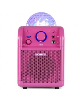 Vonyx SBS50P BT Karaoke Sp Mic LED PINK Altoparlanti Hi-Fi