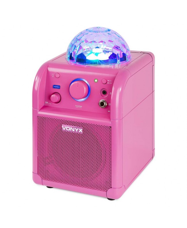 Vonyx SBS50P BT Karaoke Sp Mic LED PINK Altoparlanti Hi-Fi