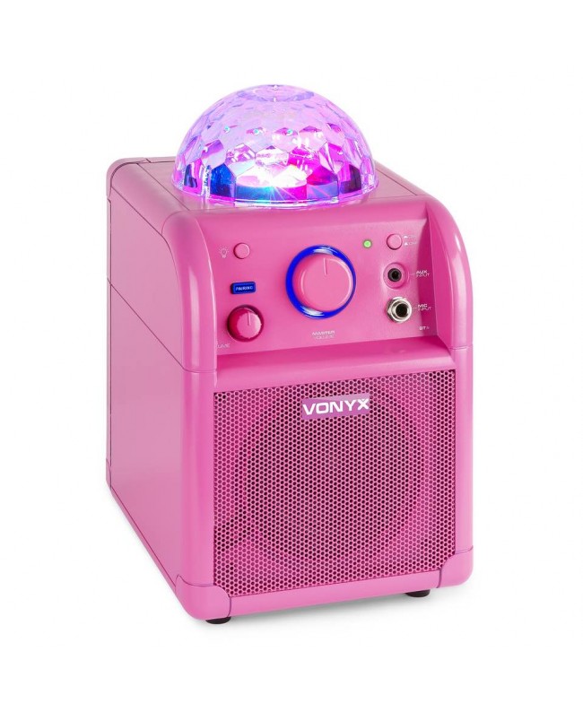 Vonyx SBS50P BT Karaoke Sp Mic LED PINK Altoparlanti Hi-Fi