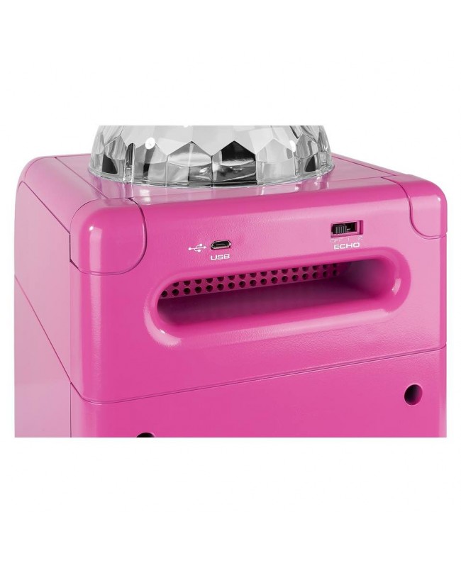 Vonyx SBS50P BT Karaoke Sp Mic LED PINK Altoparlanti Hi-Fi