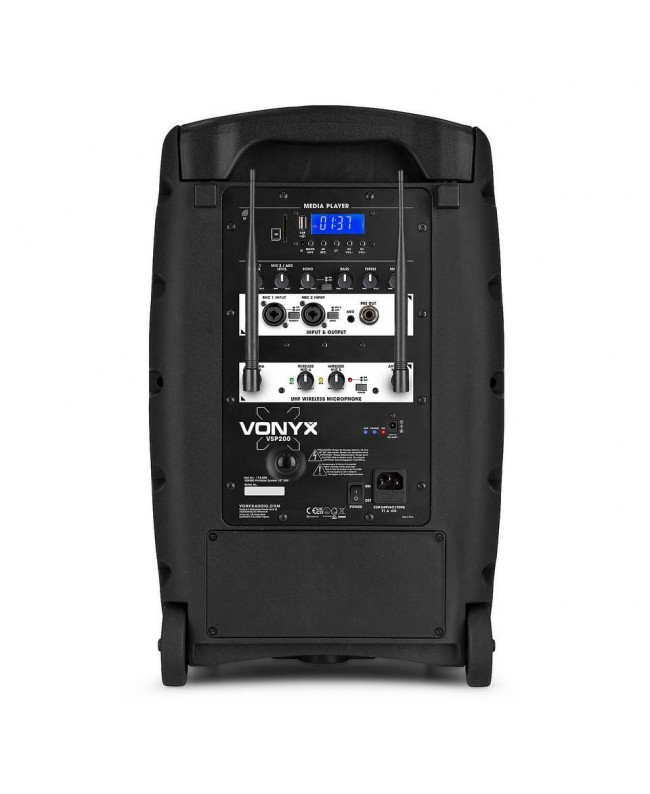 Vonyx VSP200 port system 10 BT DSP HH UHF Battery powered PA