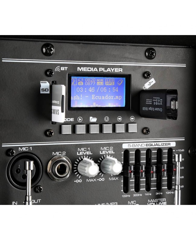 Vonyx SPJ-PA915 Mobile Amp ABS 15 2 UHF Battery powered PA