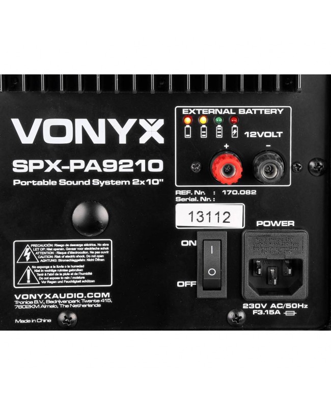 Vonyx SPX-PA9210 Port.Sound Syst. 2UHF Battery powered PA
