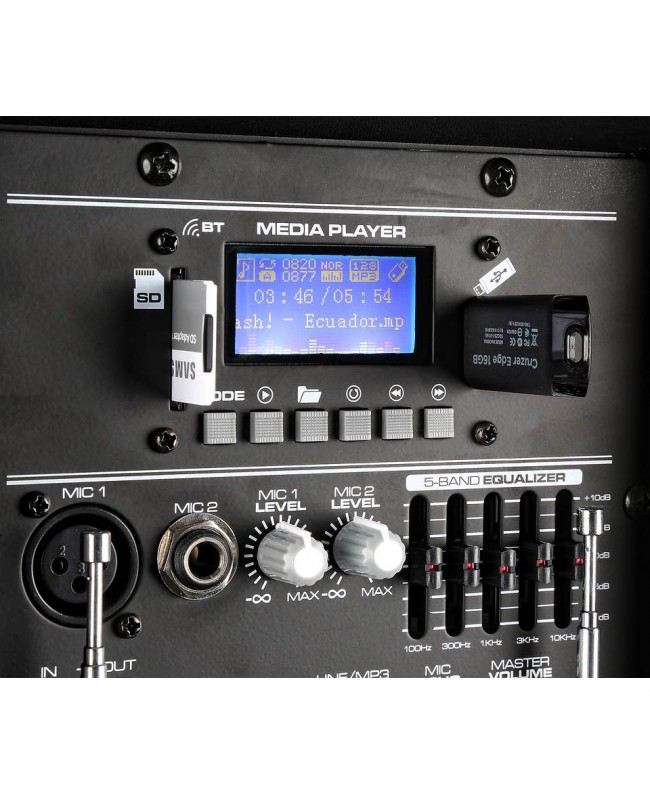 Vonyx AP1200PA Mobile Amp 12 BP-HH-UHF Diffusori a batteria