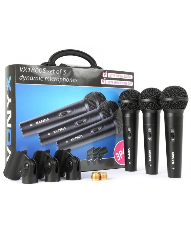 Vonyx VX1800S Dynamic Micro set 3pcs Handheld Microphones