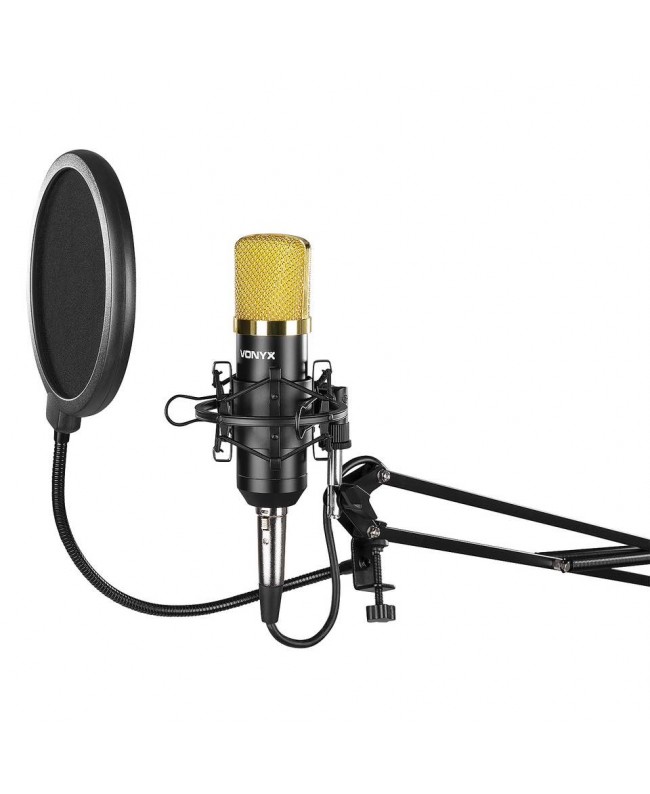 Vonyx CMS400B Studiogarnitur micro Cond Gold USB Mikrofone