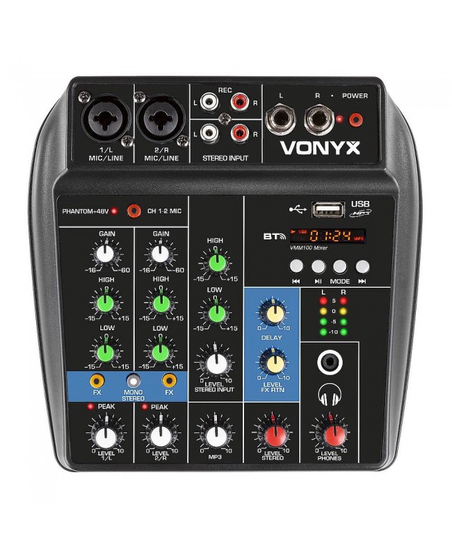 Vonyx VMM100 3-Kanal USB BT Mischpult Analog Mixer