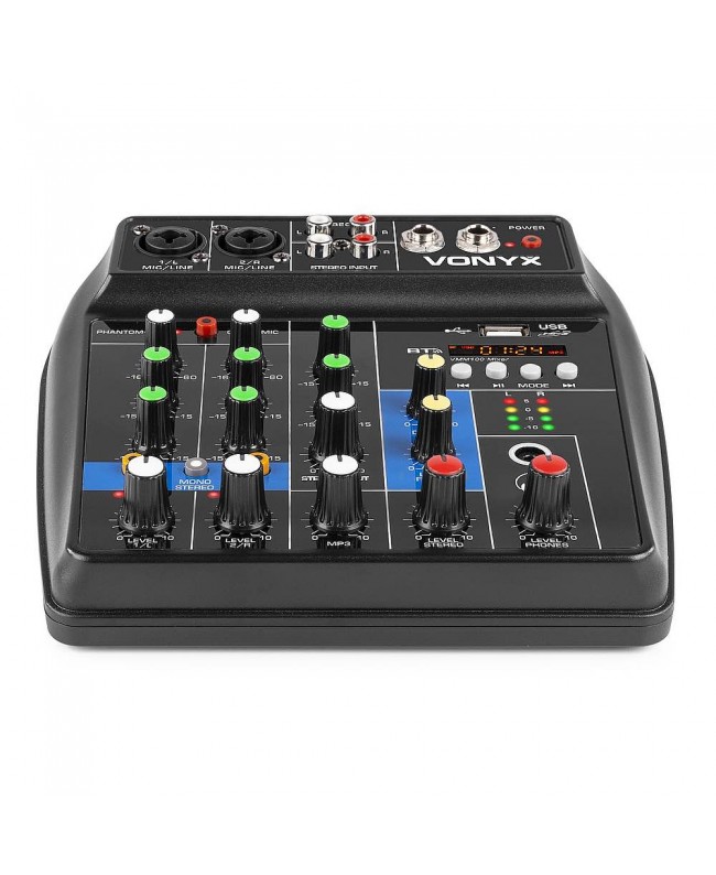 Vonyx VMM100 3-Kanal USB BT Mischpult Analog Mixer