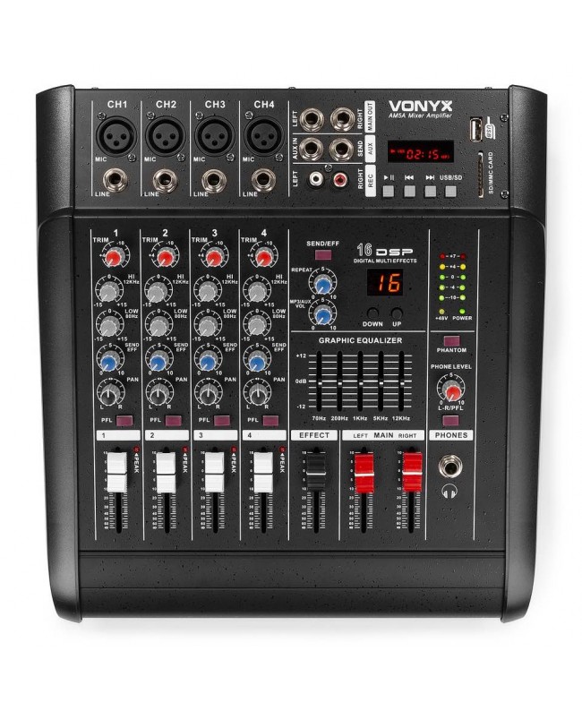 Vonyx AM5A 5 Channel Amplified Mixer BT Analog Mixer