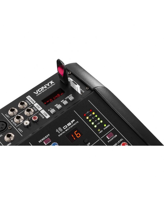 Vonyx AM5A 5-Kanal-Verstärkermischer BT Analog Mixer
