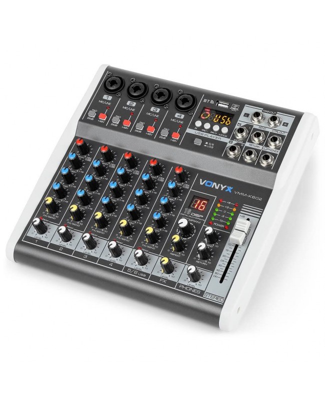 Vonyx VMM-K602 MusMix 6Ch/BT/Echo/USB Rec Analog Mixer