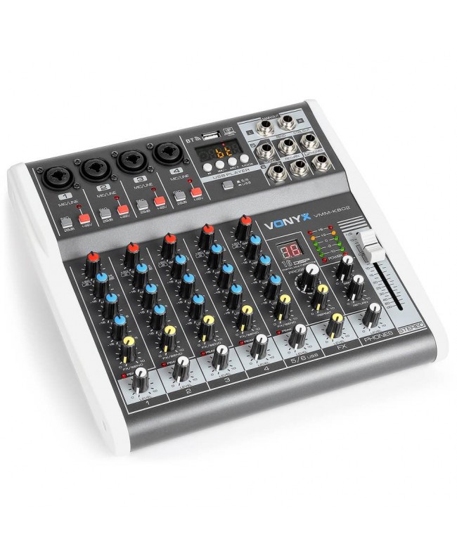 Vonyx VMM-K602 MusMix 6Ch/BT/Echo/USB Rec Analog Mixer