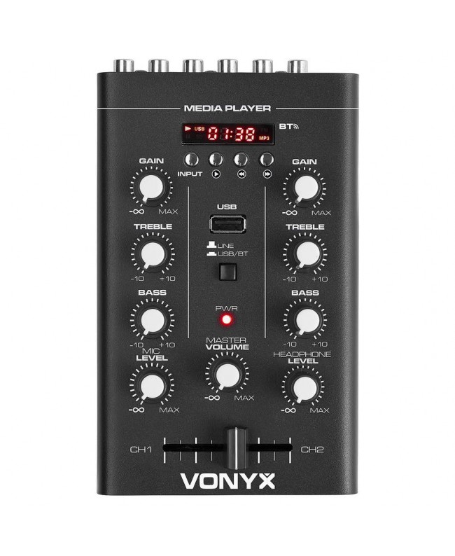 Vonyx STM500BT Mischpult 2CH, BT, MP3, Display DJ-Mixer
