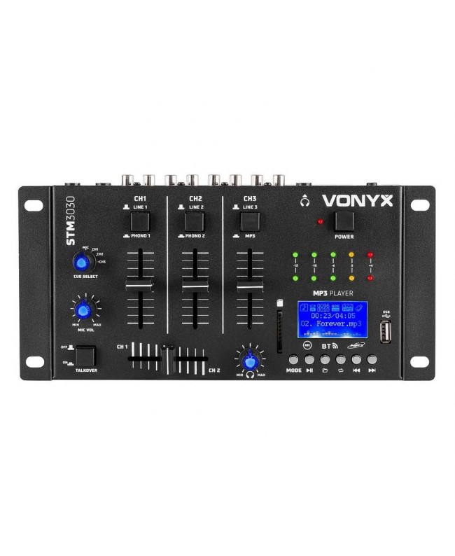 Vonyx STM3030 4-Kanal-Mischpult, BT, MP3/Rec/LED DJ-Mixer