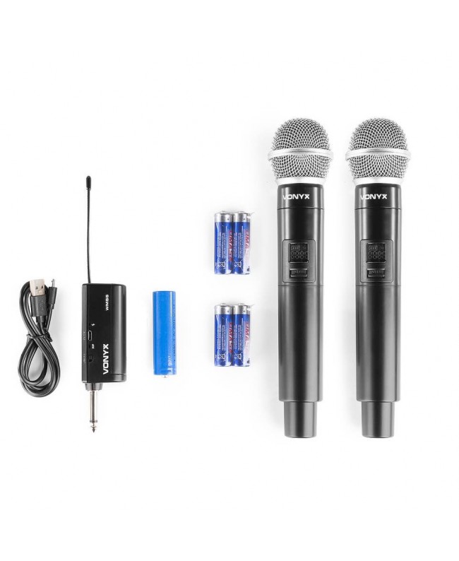 Vonyx WM552 Wirel.Dual Micro UHF plug-in Sistema wireless con trasmettitore palmare