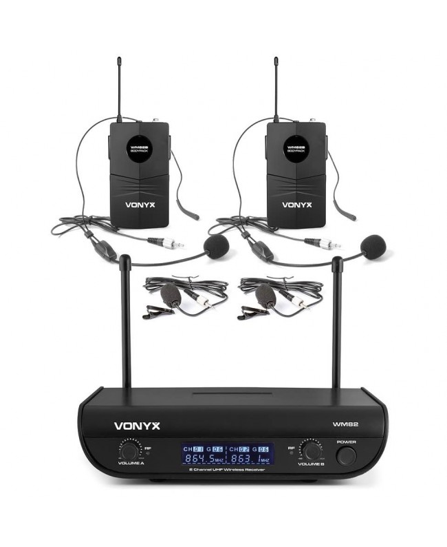 Vonyx WM82B Micro UHF digital 2ch BP Ricevitore Bodypack