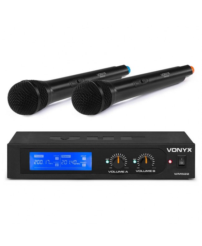 Vonyx WM522 Micro VHF 2CH HH Anzeige Drahtlossystem mit Handsender