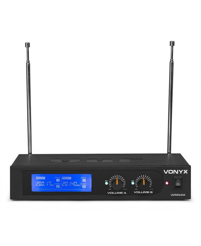 Vonyx WM522 Micro VHF 2CH HH Display Sistema wireless con trasmettitore palmare