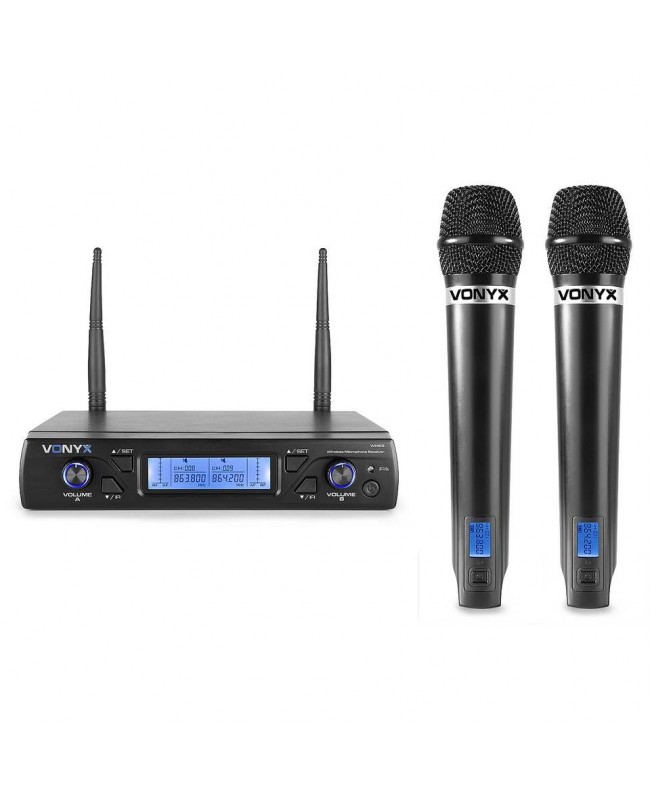 Vonyx WM62 Wirel.Micro UHF 16 Ch 2 Micro Ricevitori