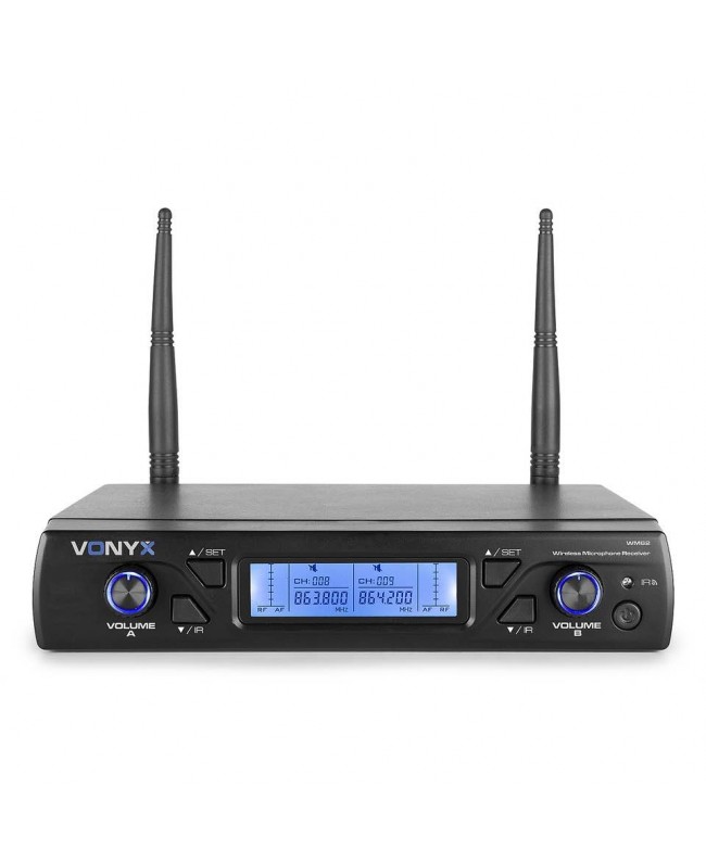 Vonyx WM62 Wirel.Micro UHF 16 Ch 2 Micro Receivers