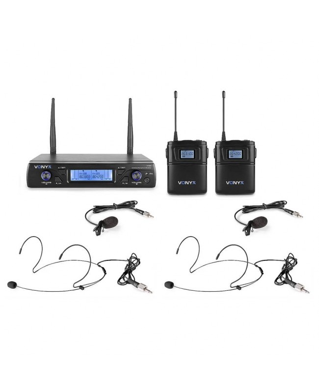 Vonyx WM62B Wirel.Micro UHF 16 Ch 2 Bodyp Receivers