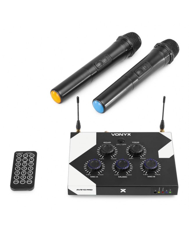 Vonyx AV510 Karaoke-Mikrofonsteuerung Pro Drahtlossystem mit Handsender