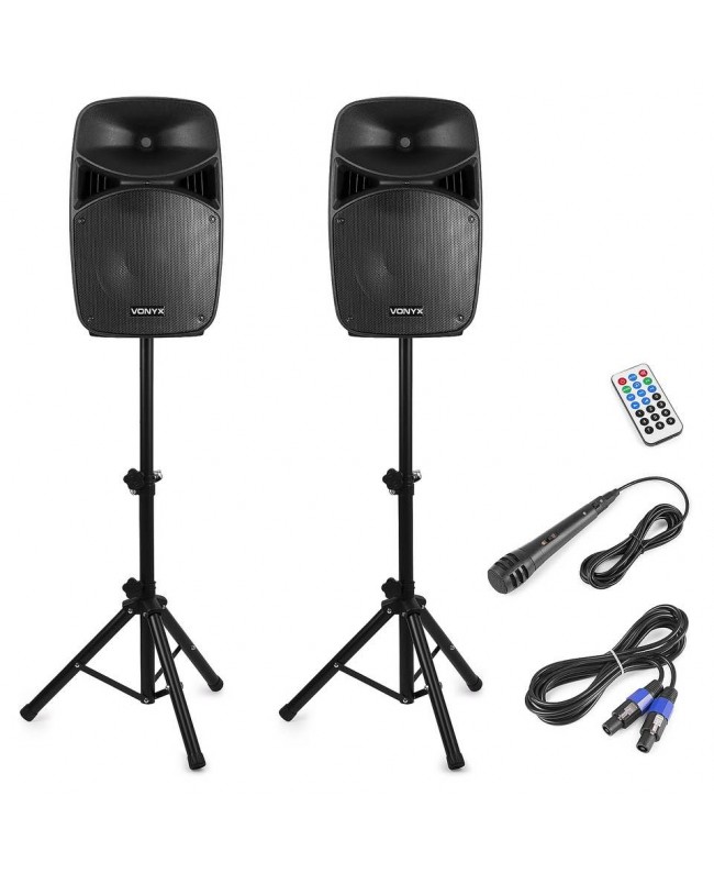 Vonyx VPS122A ActSpeakSet12LED and Stands Complete PA Systems