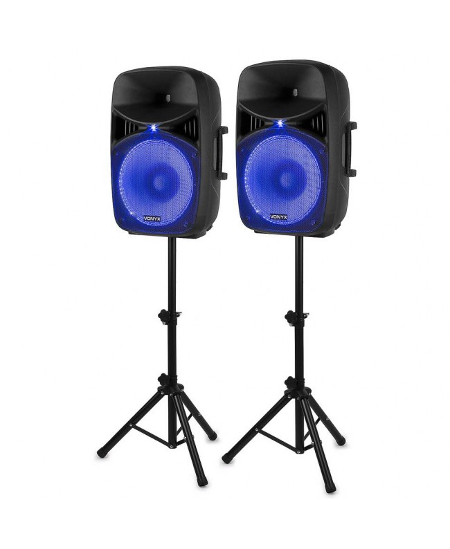 Vonyx VPS152A ActSpeakSet15LED and Stands Complete PA Systems