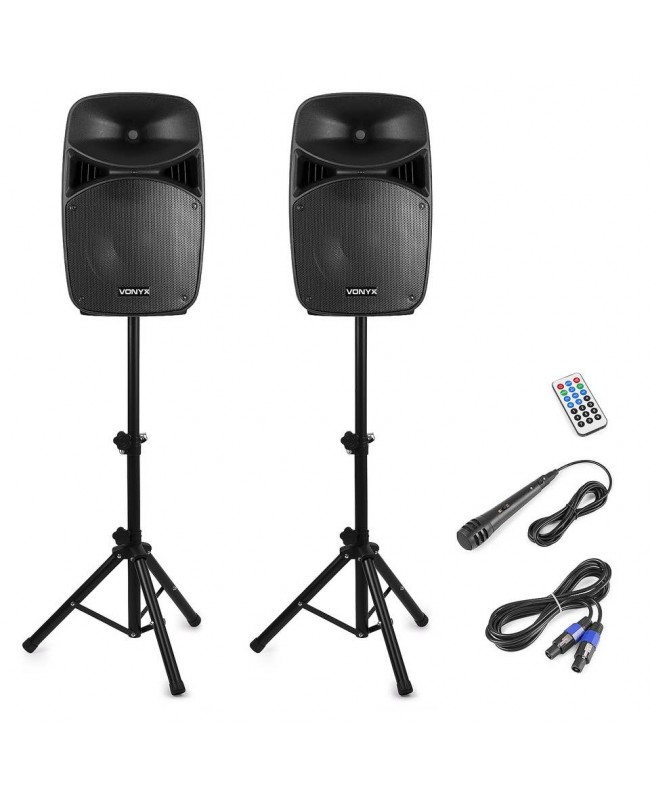 Vonyx VPS152A ActSpeakSet15LED and Stands Complete PA Systems