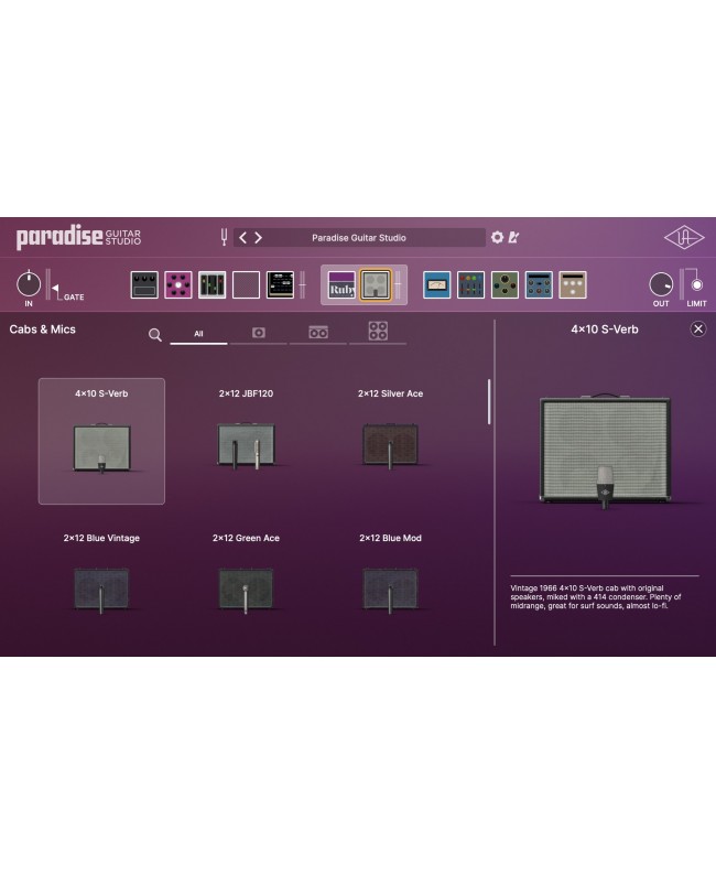 UNIVERSAL AUDIO UAD Paradise Guitar Studio Plugins audio & effetti