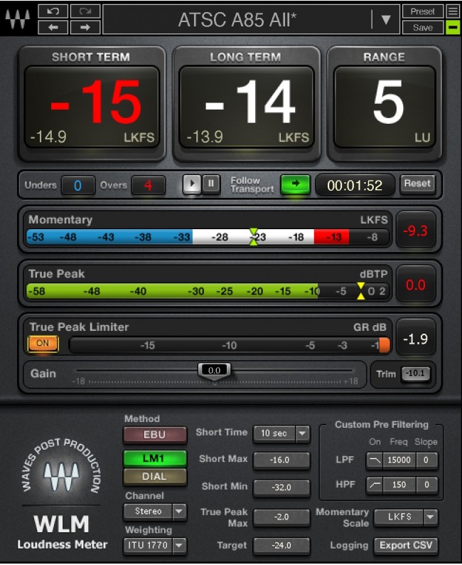 WAVES WLM Plus Loudness Meter Plugins audio & effetti