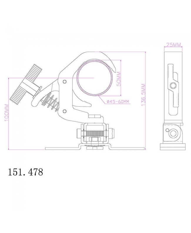 beamZ BC50B-75M Univ.Mov.Kopfklemme 75kg Haken