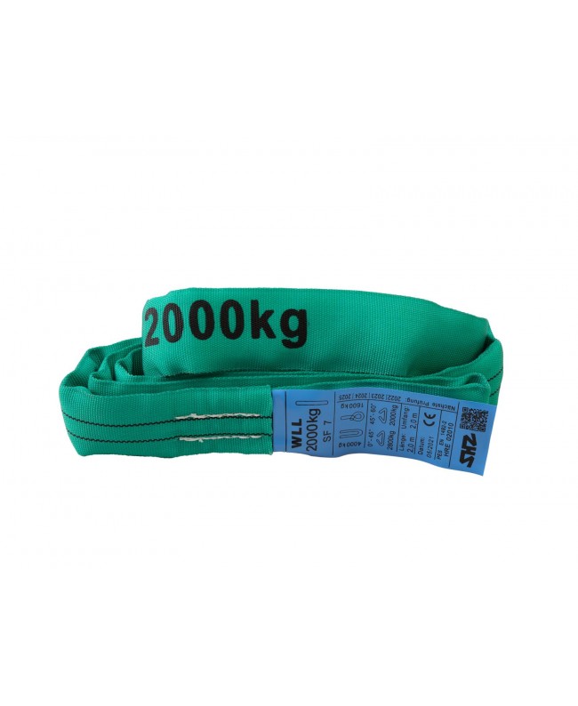 Shz Round Sling 2m, max. Load 2000KG according to EN 1492-2 SF7 green