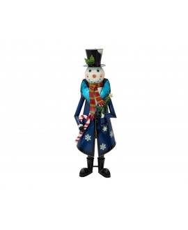 Europalms Schneemann mit Mantel, Metall, 150cm, blau