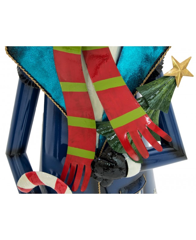 Europalms Schneemann mit Mantel, Metall, 150cm, blau