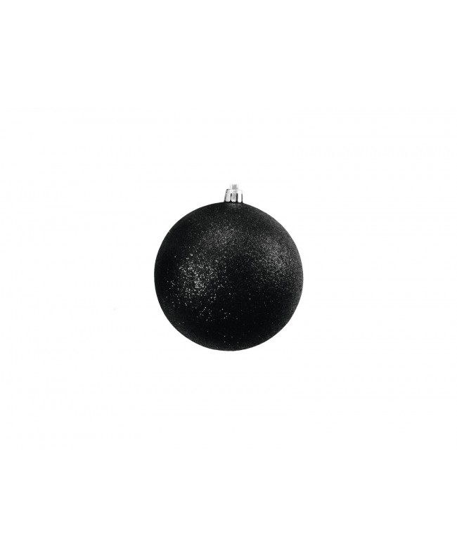 Europalms Dekokugel 10cm, schwarz, glitzer 4x