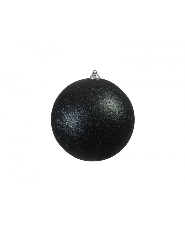 Europalms Palla Deco 20 cm, nera, glitterata