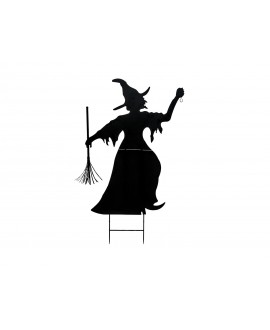 Europalms Silhouette Metal Witch with Broom, 150cm