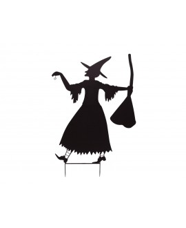 Europalms Silhouette Metal Witch with Broom, 140cm