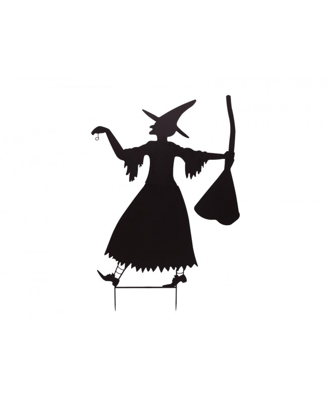 Europalms Silhouette Metal Witch with Broom, 140cm