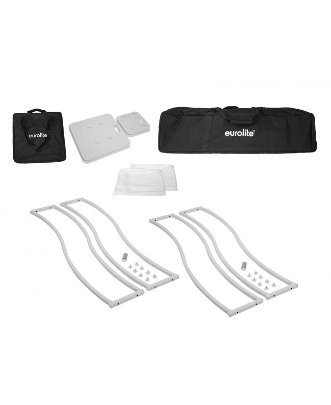 Eurolite 2x Cavalletto per palcoscenico 150cm curvo con copertura e borsa, bianco